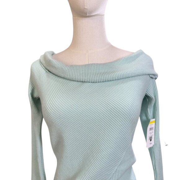 Free People x Intimately Mint Green Off Shoulder Ribbed Bodysuit Size M NWT - Picture 6 of 9